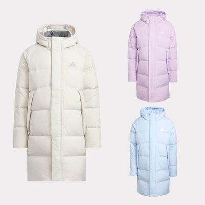 阿迪达斯MID L DOWN JK男女保暖长款鸭绒连帽羽绒服KR0935 KS6481