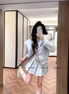 连帽真狐狸毛领纯欲风套装 白鸭绒羽绒服套装 女 十三行正版 艾米Amy