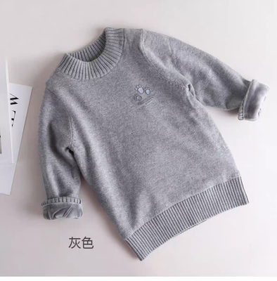 快活龙男童毛衣加厚加绒秋冬男女童装纯棉高领儿童针织衫套头全棉