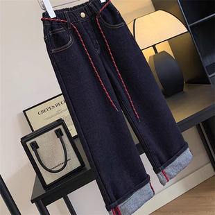 2025新款 男孩休闲长裤 冬装 大童装 儿童洋气加厚保暖棉裤 女童牛仔裤