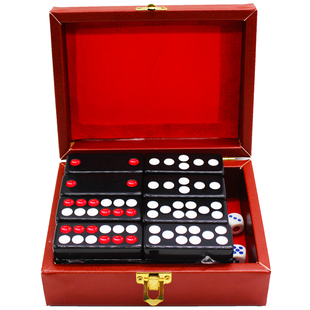 来生财皮革木盒牌九天九骨牌顶牛牌九加厚32张排九家用手搓牌九