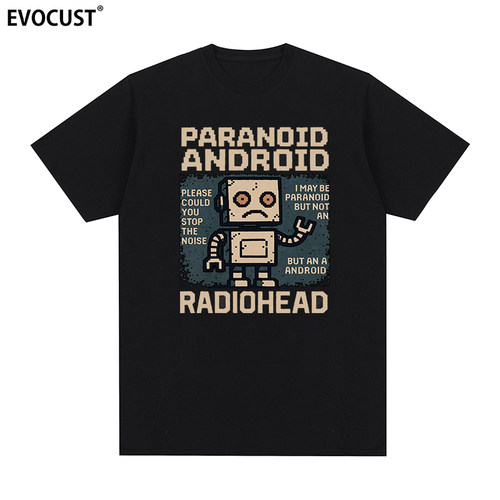 Radiohead电台司令摇滚乐队机器人卡通复古怀旧短袖T恤男女