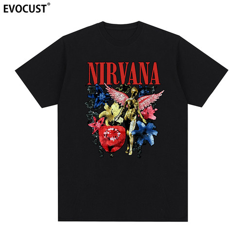 涅槃乐队Nirvana天使In Utero专辑科特柯本复古怀旧短袖T恤男女