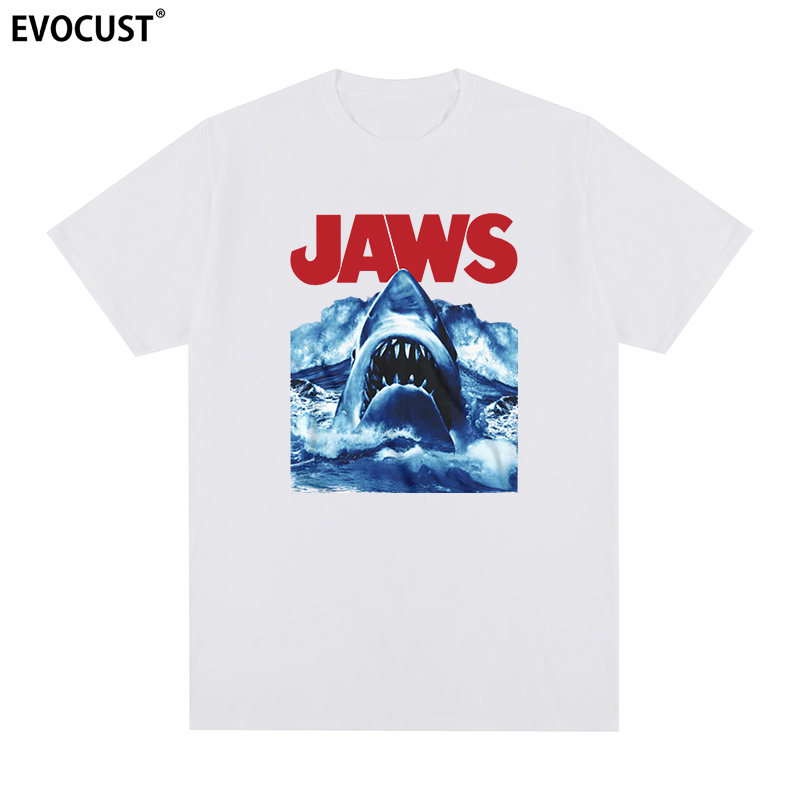 Jaws大白鲨短袖T恤斯皮尔伯格经典怀旧复古电影海报INS男女Tee潮