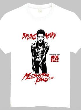 Bruno Mars T-shirt 布鲁诺 马尔斯 T恤 白色 短袖美国歌手 T恤