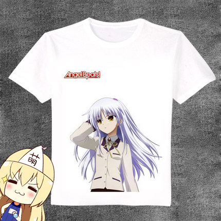 衣服 angel beats!天使立华奏 动漫周边T恤 长短袖 学生服情侣装