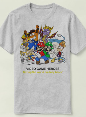 VIDEO GAME heroes mario rayman crash Tee Shirt半袖T恤成人