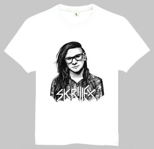 Skrillex T-shirt 史奇雷克斯 T恤 欧美潮流T恤 白色短袖订制T恤