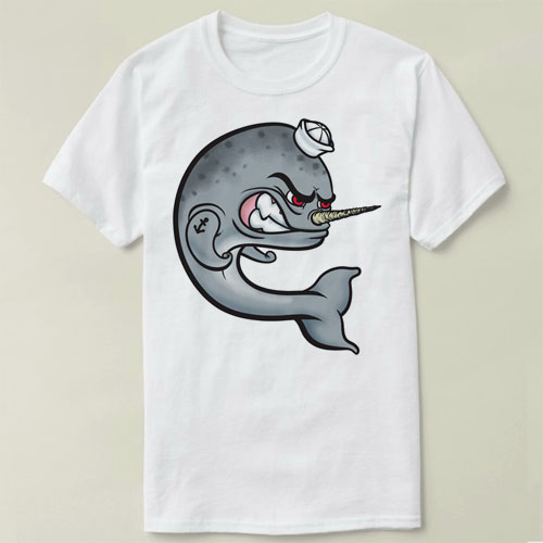 Angry Narwhal 独角鲸   短袖 个性 上衣 DIY Tee T-Shirt T恤