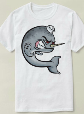 Angry Narwhal 独角鲸   短袖 个性 上衣 DIY Tee T-Shirt T恤