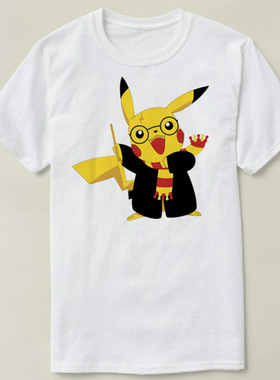 Harry Potter Pikachu 哈利波特Tee Shirt圆领半袖定制T恤成人