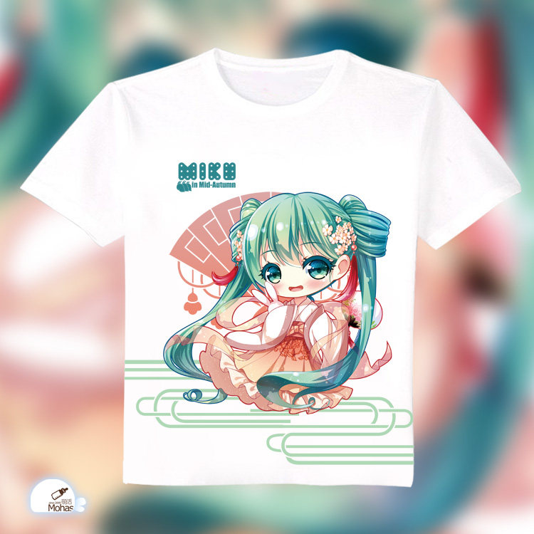 【初音】中秋明月 嫦娥 miku Q动漫周边白色长短袖t恤 可来图定制