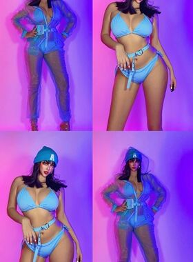 莎莎家0812夜店酒吧派对电音节partygirl舞蹈队gogo蓝色演出服