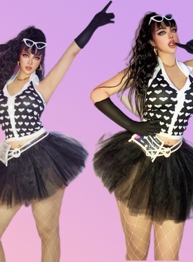 0902黑色夜店演出服ds领舞台性感gogo秀DJ女团白色现代爵士舞套装