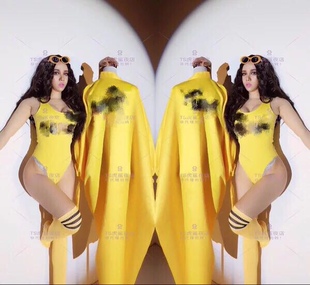 歌手舞蹈DJ男女GOGO性感黄色字母P家大黄蜂酒吧LOGO定制演出服