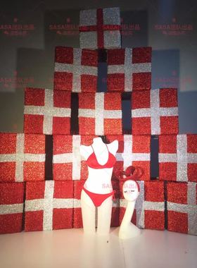 夜店酒吧DJ歌手DS舞蹈队外籍GOGO性感大礼盒圣诞红色演出服