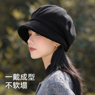 【加绒抗风】2025新款帽子女秋冬日系八角帽百搭堆堆帽保暖贝雷帽
