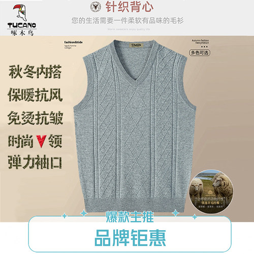 男士春秋薄款爸爸V领针织衫