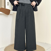 女阔腿裤 糖安妮 款 深灰人字纹高腰显瘦直筒裤 店主自留 2025冬季