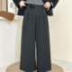 女阔腿裤 糖安妮 款 深灰人字纹高腰显瘦直筒裤 店主自留 2025冬季