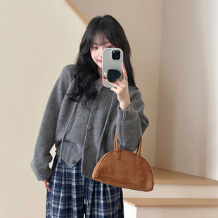 女宽松显瘦百搭毛衣外套 2025秋冬连帽针织开衫 糖安妮 慵懒周末