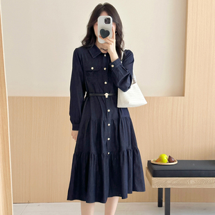 原色牛仔衬衫 2025秋款 连衣裙女收腰显瘦蛋糕裙 浪漫巴黎 糖安妮