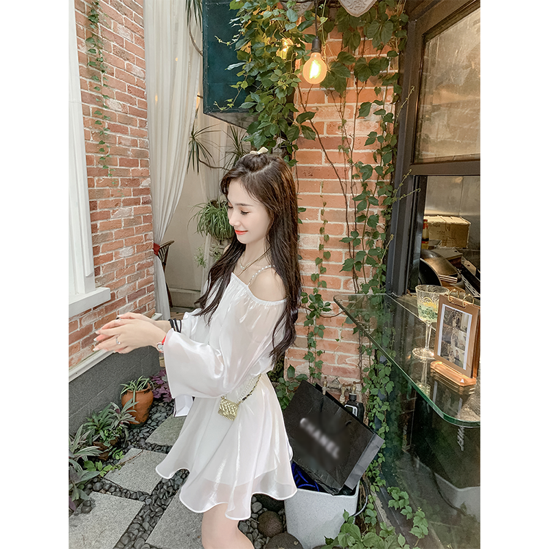 鱼兔子的兔子欧根纱套装女两件套2023气质高级感露肩上衣夏季短裤