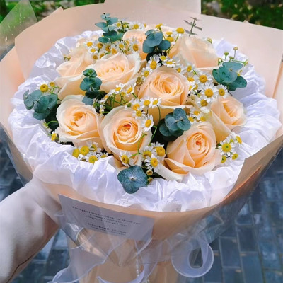 老公生日11朵香槟玫瑰鲜花束吉林辽源市东丰县东辽店同城配送老婆