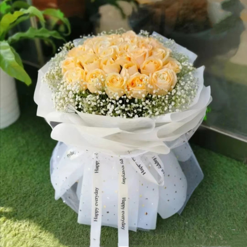 闺蜜生日33朵香槟玫瑰鲜花束泉州市惠安溪永春县德化店同城配送花