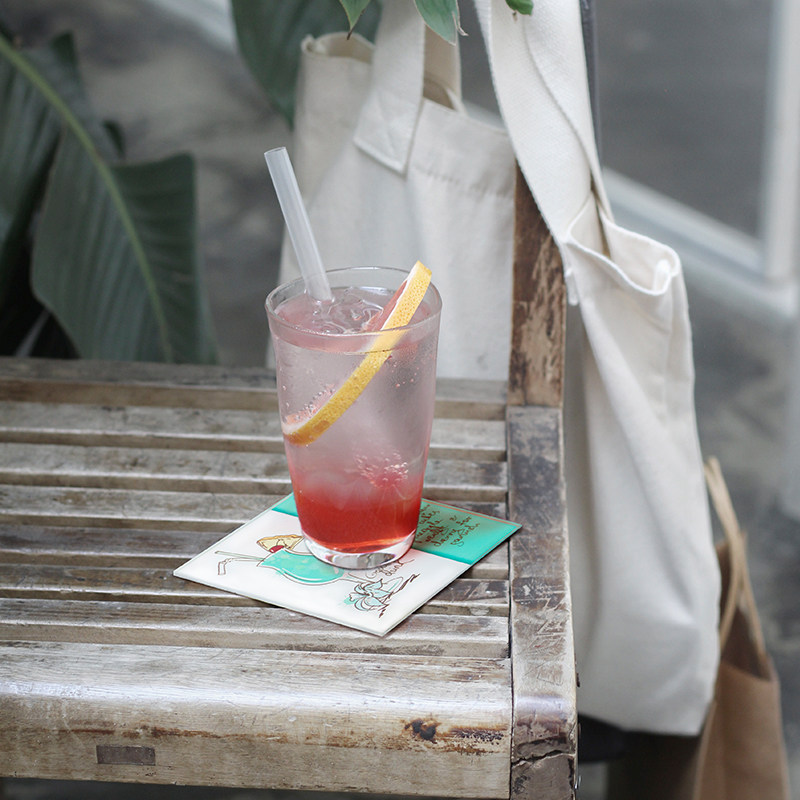 Small Day square transparent YD glass Flamingo Hand drawn Retro cool and refreshing teacup heat insulation Coaster shimin the Tableware , Cup/Cups/Kettle , Coaster  category - from Buy2taobao.com to provide professional Taobao agent buy service