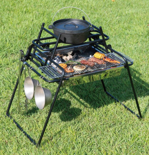 现货日本bundok焚火台篝火台户外折叠便携多烧烤架烤肉架露营火架