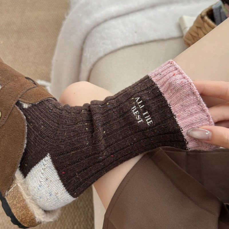 ins韩系拼色加厚点子纱羊毛袜子女保暖无骨堆堆袜秋冬百搭中筒袜,女士内衣/男士内衣/家居服,中筒袜,淘宝优惠券,粉丝福利购,淘宝优惠卷