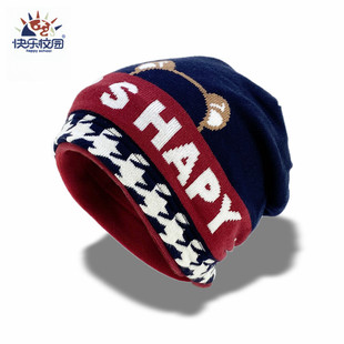 男童百搭堆堆帽子儿童加绒里衬套头帽大童大码针织帽滑雪帽包头帽