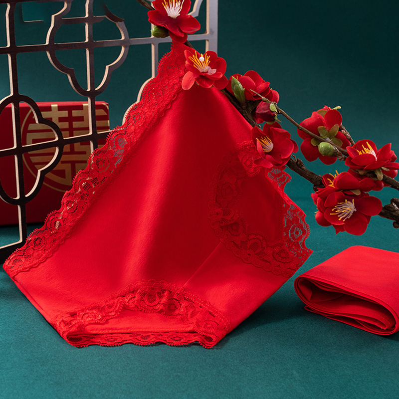 大红色属鼠抗菌结婚三角裤头内裤