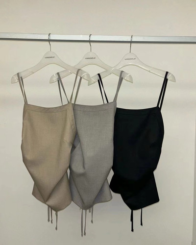 现货发londonflat韩国东大门24秋性感百搭露背叠穿吊带背心