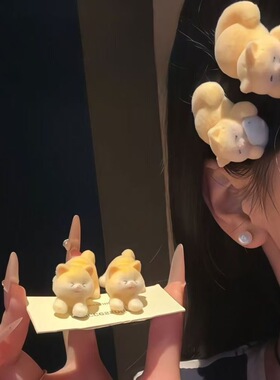 可爱毛绒小猫发夹女刘海夹侧边夹鸭嘴夹2025新款头饰夹子发卡发饰