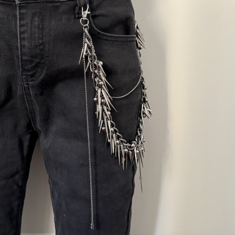 甜酷辣妹风铆钉圆珠流苏项链女独特个性小众新款潮锁骨链腰链配饰