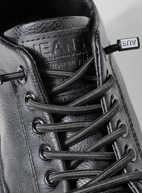 懒人鞋带男款免系免绑松紧弹力弹性皮筋皮鞋休闲鞋男鞋男士黑色圆