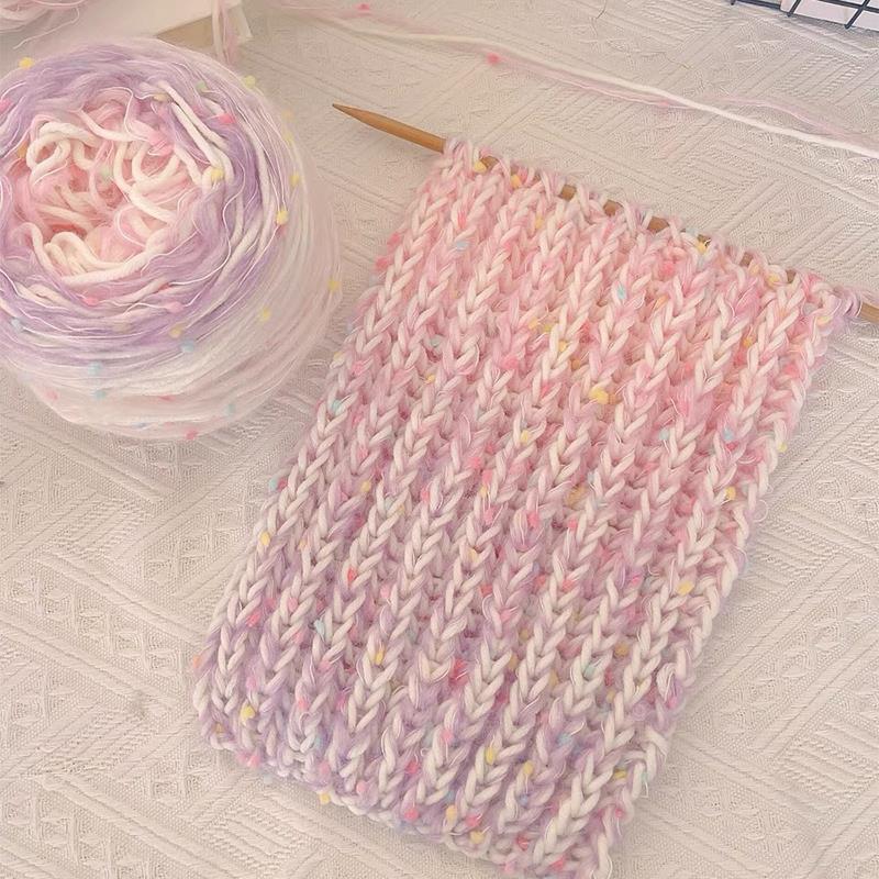 围巾手工diy编织渐变色彩虹线