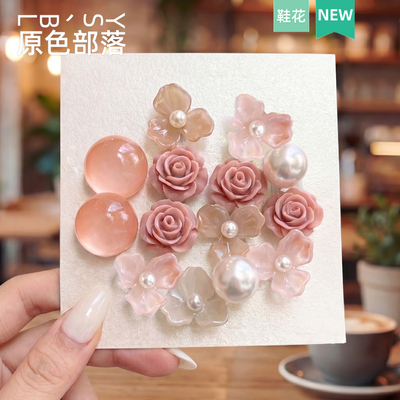 午后玫瑰鞋花透亮鞋子卡扣饰品女