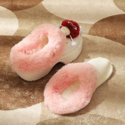 洞洞鞋白色加绒棉内胆保暖可拆卸