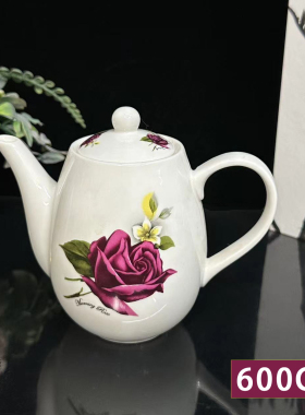 欧式600CC陶瓷茶壶白色带盖油醋壶咖啡壶冷水壶居家茶具耐高温