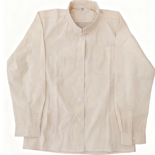 65式衬衣老式纯棉粗布军衬衫长袖解放时期米白色衬衣老兵款白衬衣
