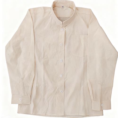 65式衬衣老式米白色军衬衫纯棉