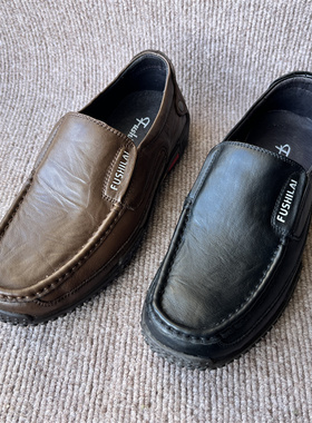 38.43码头层牛皮真皮男鞋休闲皮鞋套脚百搭软皮软底爸爸鞋94692