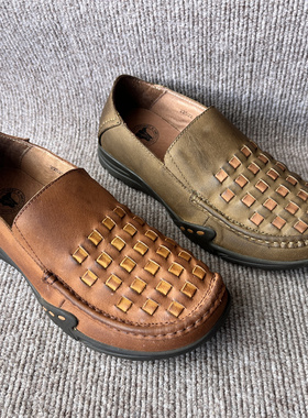 真皮瑕疵男鞋全牛皮软底透气防滑一脚蹬懒人低帮男休闲皮鞋22522