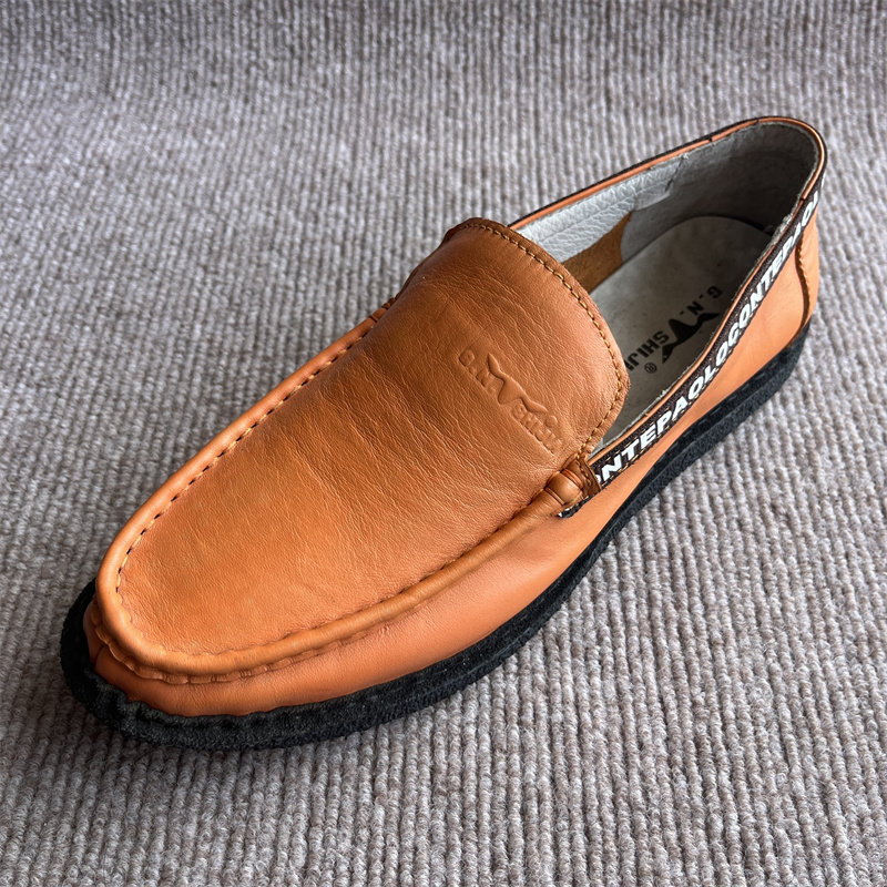 40码 断码公牛薄款男豆豆鞋真皮休闲皮鞋一脚蹬透气软皮男鞋子