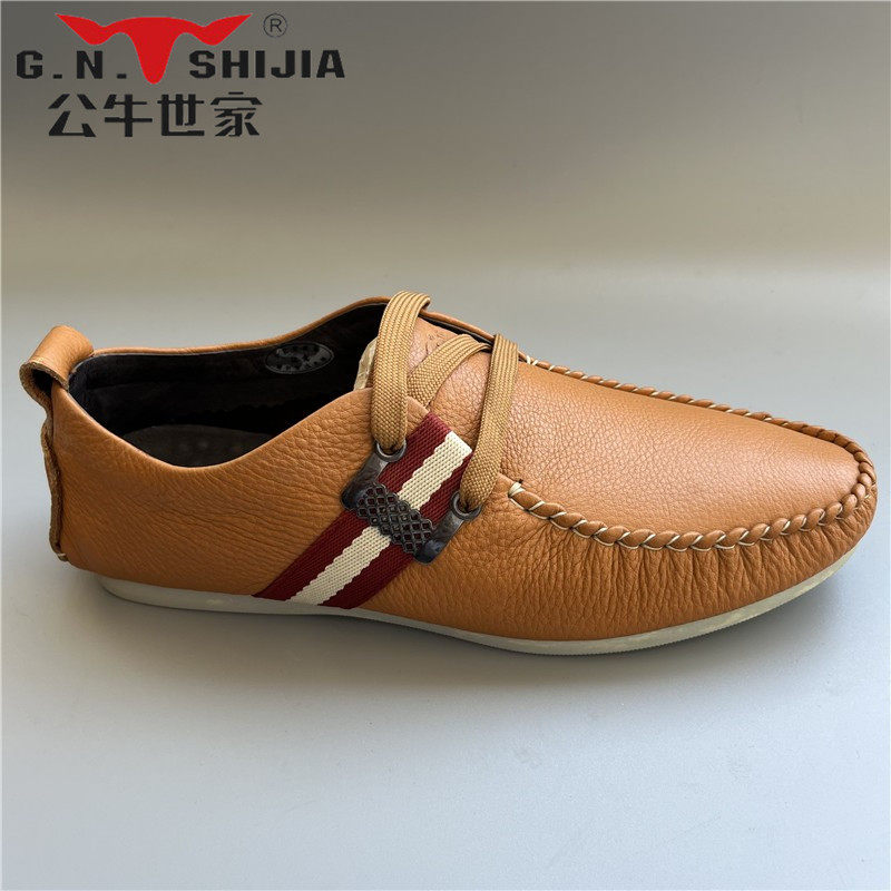 公牛世家真皮软面牛皮透气软底休闲日常系带男皮鞋 6a1w85738
