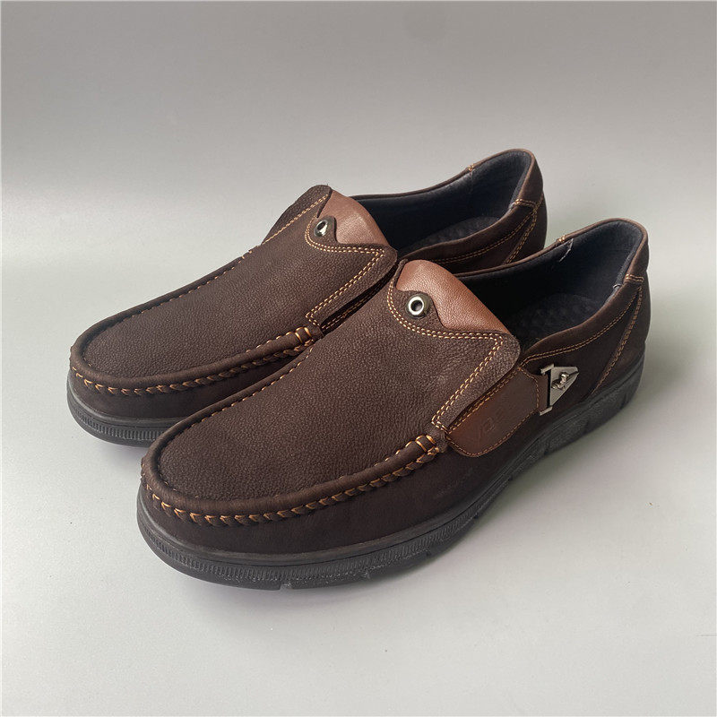特价真皮男鞋头层牛皮舒适软底套脚防滑耐磨男皮鞋橡胶底 MA44205