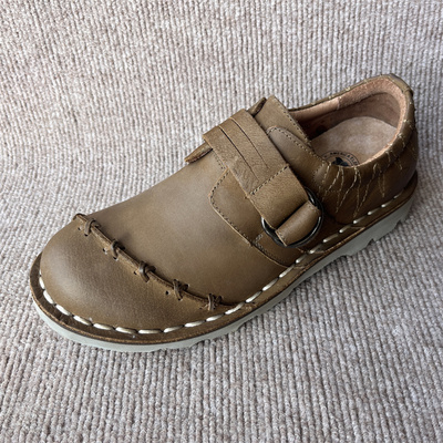 大头鞋男做旧魔术贴牛皮男皮鞋